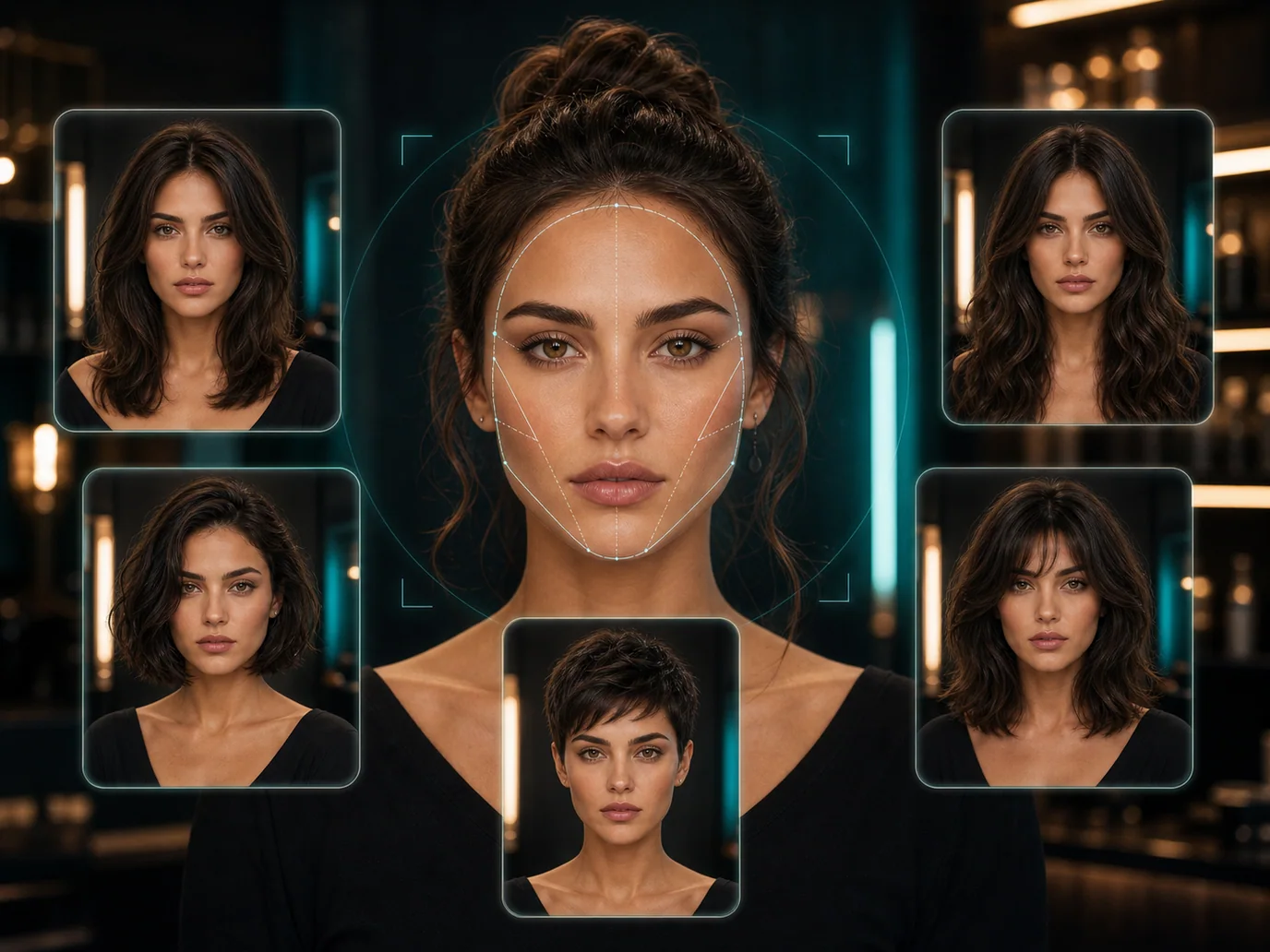AI face-shape analysis recommending five suitable hairstyles